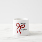 Minimalistische Rode Lint Boog Kerstmis Espresso Kop (Voorkant)