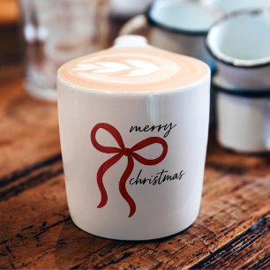 Minimalistische Rode Lint Boog Kerstmis Espresso Kop