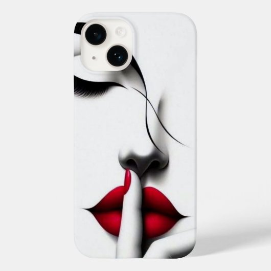 Minimalistische rode lippen Shh esthetische iphone Case-Mate iPhone Case (Achterkant)