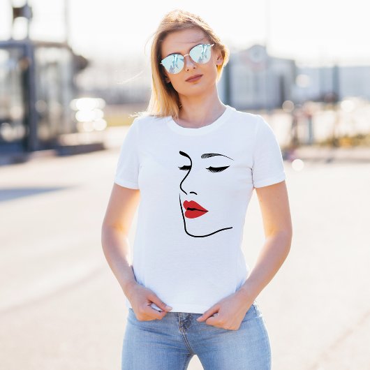 Minimalistische rode lippen t-shirt