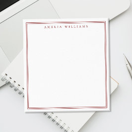 Minimalistische Rode Monogram Twee Randen Notitieblok