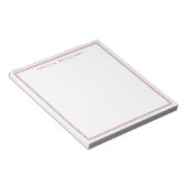 Minimalistische Rode Monogram Twee Randen Notitieblok (Schuin)