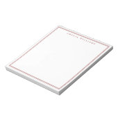 Minimalistische Rode Monogram Twee Randen Notitieblok (Linkerzijde)