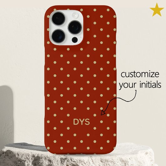 Minimalistische rode oranje aangepaste monogram po Case-Mate iPhone case