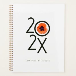 Minimalistische Rode Oranje Klaproos Persoonlijk Planner