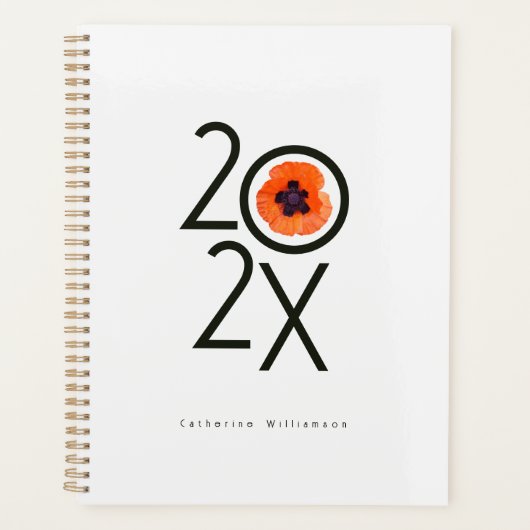 Minimalistische Rode Oranje Klaproos Persoonlijk Planner (Voorkant)