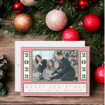 Minimalistische rode pinstripen Kerst foto familie