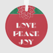 Minimalistische Rode Poinsettia met liefde, vrede, Ornament (achterkant)