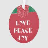 Minimalistische Rode Poinsettia met liefde, vrede, Ornament (voorkant)