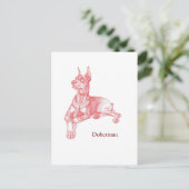 Minimalistische rode potlood Dobermannschets Briefkaart (Staand voorkant)
