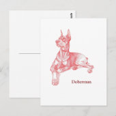 Minimalistische rode potlood Dobermannschets Briefkaart (Voorkant / Achterkant)