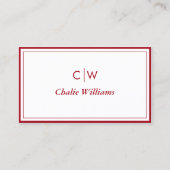 Minimalistische rode roos, 2 Borders, handtekening Visitekaartje (Voorkant)