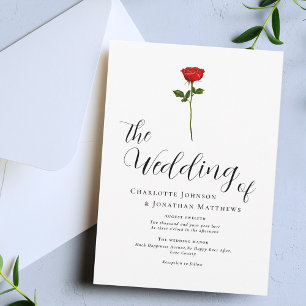 Minimalistische Rode Roos Elegant Schrift Kaart