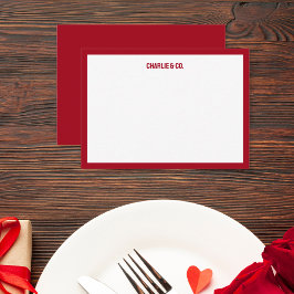 Minimalistische rode roos, enkele rand, personalis notitiekaartje