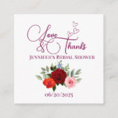 Minimalistische rode roos liefde en bedankt bruids informatiekaartje (Voorkant)