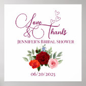 Minimalistische rode roos liefde en bedankt bruids poster (Voorkant)