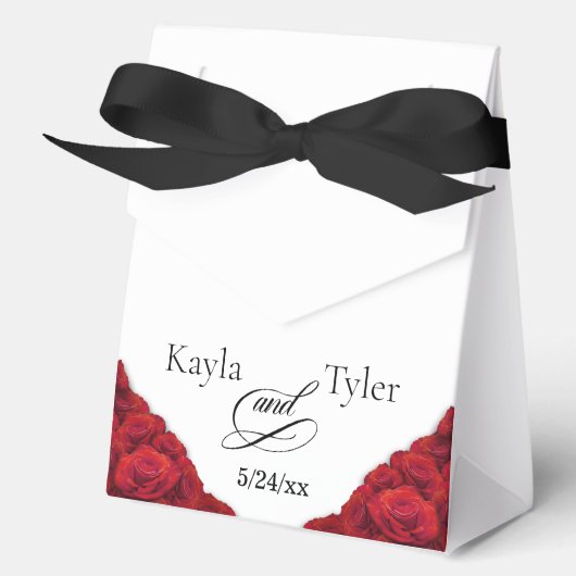 Minimalistische rode rozen bruiloft bedankdoosjes (Voorkant)