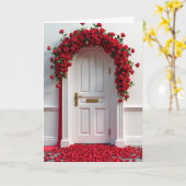 Minimalistische Rode Rozen Deurkaart Kaart (Gele Bloem)