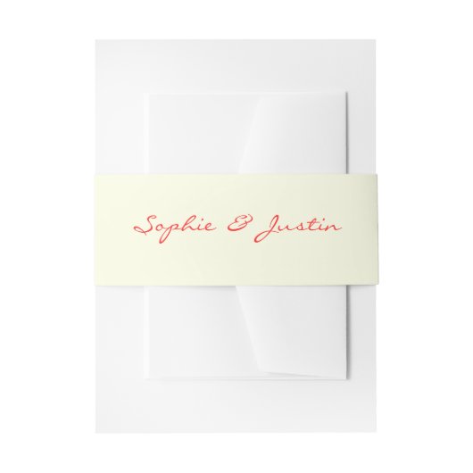 Minimalistische rode script bruiloft uitnodigingen wikkel (Voorkant Voorbeeld)