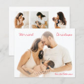 Minimalistische rode script foto moderne kerst (Voorkant / Achterkant)