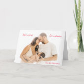 Minimalistische rode script foto moderne kerst feestdagen kaart (Voorkant)