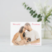 Minimalistische rode script foto moderne kerst feestdagenkaart (Staand voorkant)