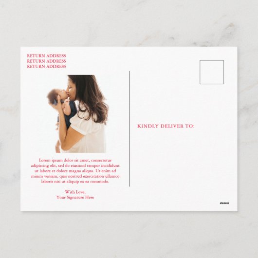 Minimalistische rode script foto moderne kerst feestdagenkaart (Achterkant)