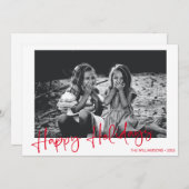 Minimalistische rode script typografie overlay fot feestdagenkaart (Voorkant / Achterkant)