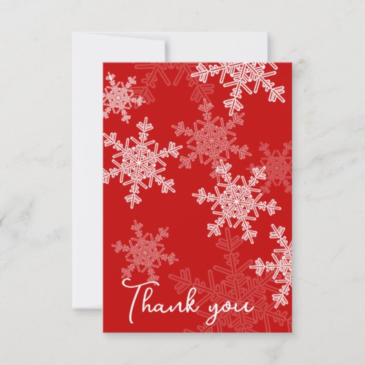 Minimalistische Rode Sneeuwvlokken Baby Shower Dan Bedankkaart (Voorkant)