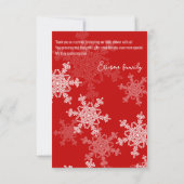 Minimalistische Rode Sneeuwvlokken Baby Shower Dan Bedankkaart (Achterkant)