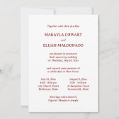 Minimalistische rode Spaans-Engelse twee receptie Kaart (Voorkant)