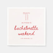 Minimalistische Rode Strik Aangepaste Bachelorette Servet (Voorkant)