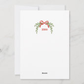 Minimalistische rode strik en groen Kerst fotokaar Feestdagenkaart (Achterkant)