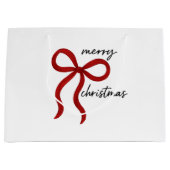 Minimalistische Rode Strik Kerstmis Groot Cadeauzakje (Voorkant)