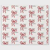 Minimalistische Rode Strik Vrolijk Kerstmis Cadeaupapier (Vlak)