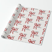 Minimalistische Rode Strik Vrolijk Kerstmis Cadeaupapier (Uitgerold)
