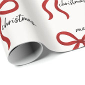 Minimalistische Rode Strik Vrolijk Kerstmis Cadeaupapier (Rol Hoek)
