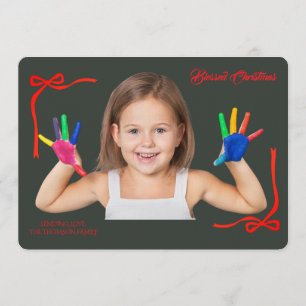Minimalistische Rode Strikken Zegen Kerst Handgesc Kaart