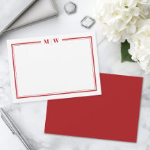 Minimalistische rode tweegrens monogram