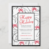 Minimalistische rode witte Abstracte lijn lint vak Feestdagenkaart (Voorkant)