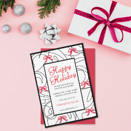 Minimalistische rode witte Abstracte lijn lint vak Feestdagenkaart