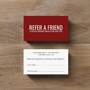 Minimalistische Rode Witte Kühne Salon Aanbevelingskaartje