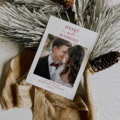 Minimalistische Rode Zeep en gehuwde Pas getrouwd  Feestdagenkaart