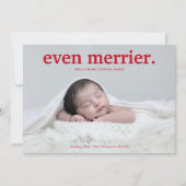 Minimalistische rode zelfs vrolijker nieuwe baby f feestdagenkaart (Voorkant)