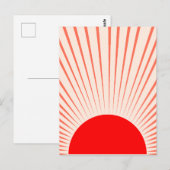 Minimalistische rode zon en zonnestralen briefkaart (Voorkant / Achterkant)