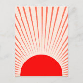 Minimalistische rode zon en zonnestralen briefkaart (Voorkant)