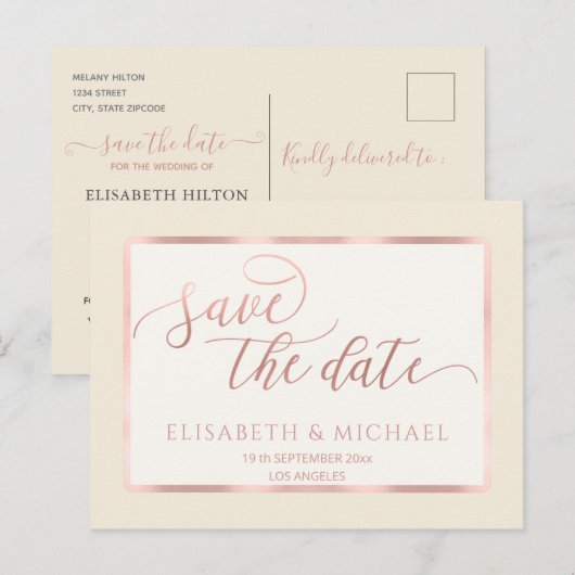 Minimalistische roemeense gouden lijst-kalligrafie aankondigingskaart (Voorkant / Achterkant)