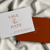 Minimalistische roestige Oranje bruiloft Save the Kaart