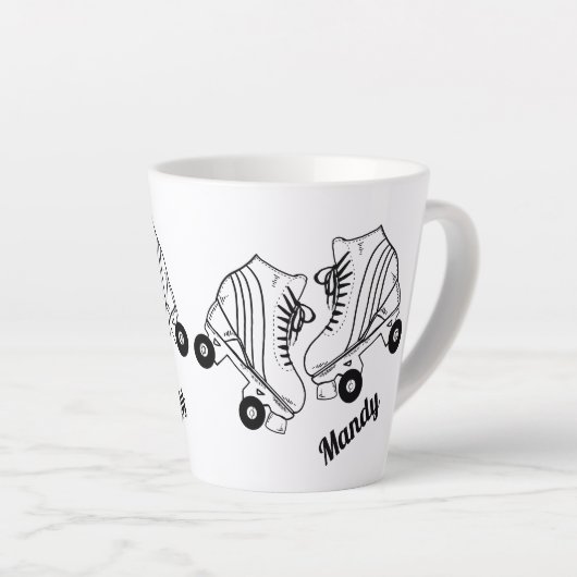 Minimalistische rollertekening Aangepaste naam Latte Mok (Rechterhoek)