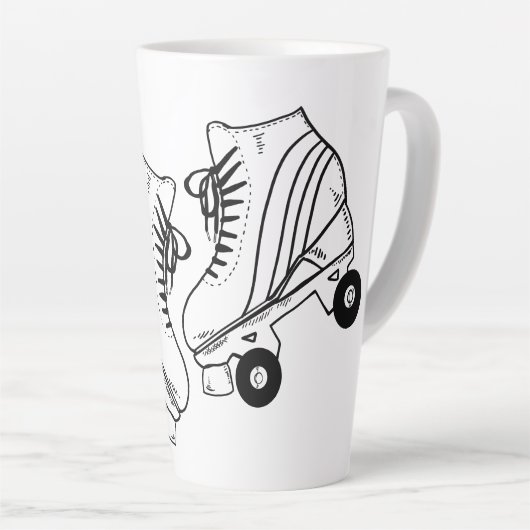 Minimalistische rollertekening Aangepaste naam Latte Mok (Rechterhoek)